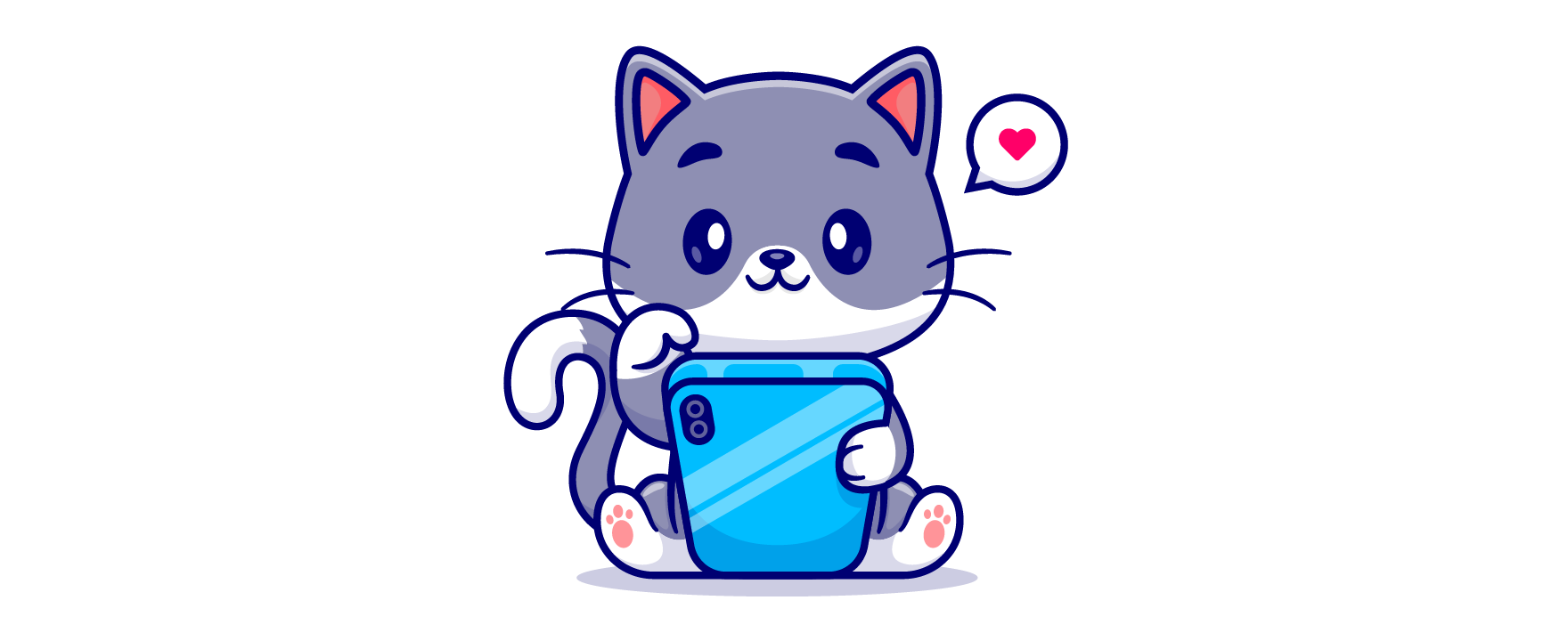 Illustration of a cat on a smartphone