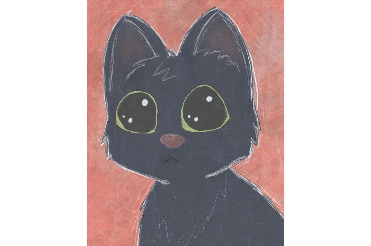 Illustration of a portrait of a cat