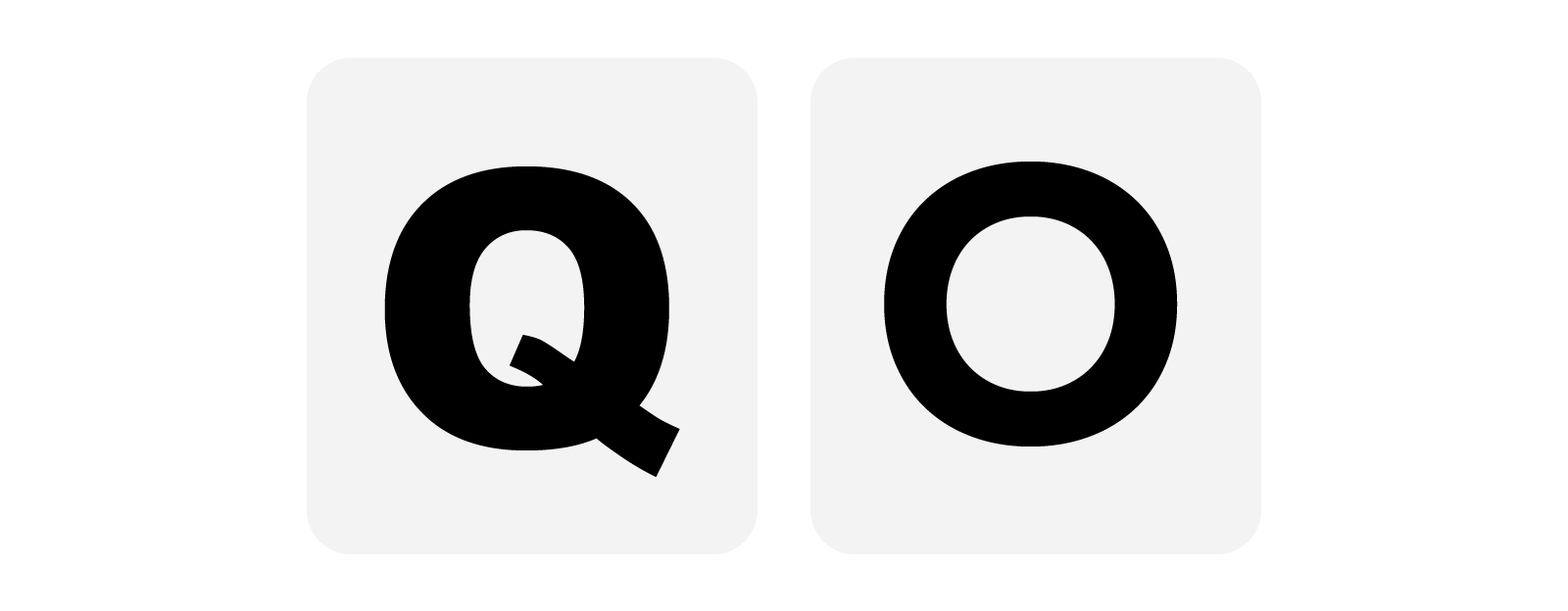 the letters q and o showing how a longer tail helps to distinguise the letters from eachother