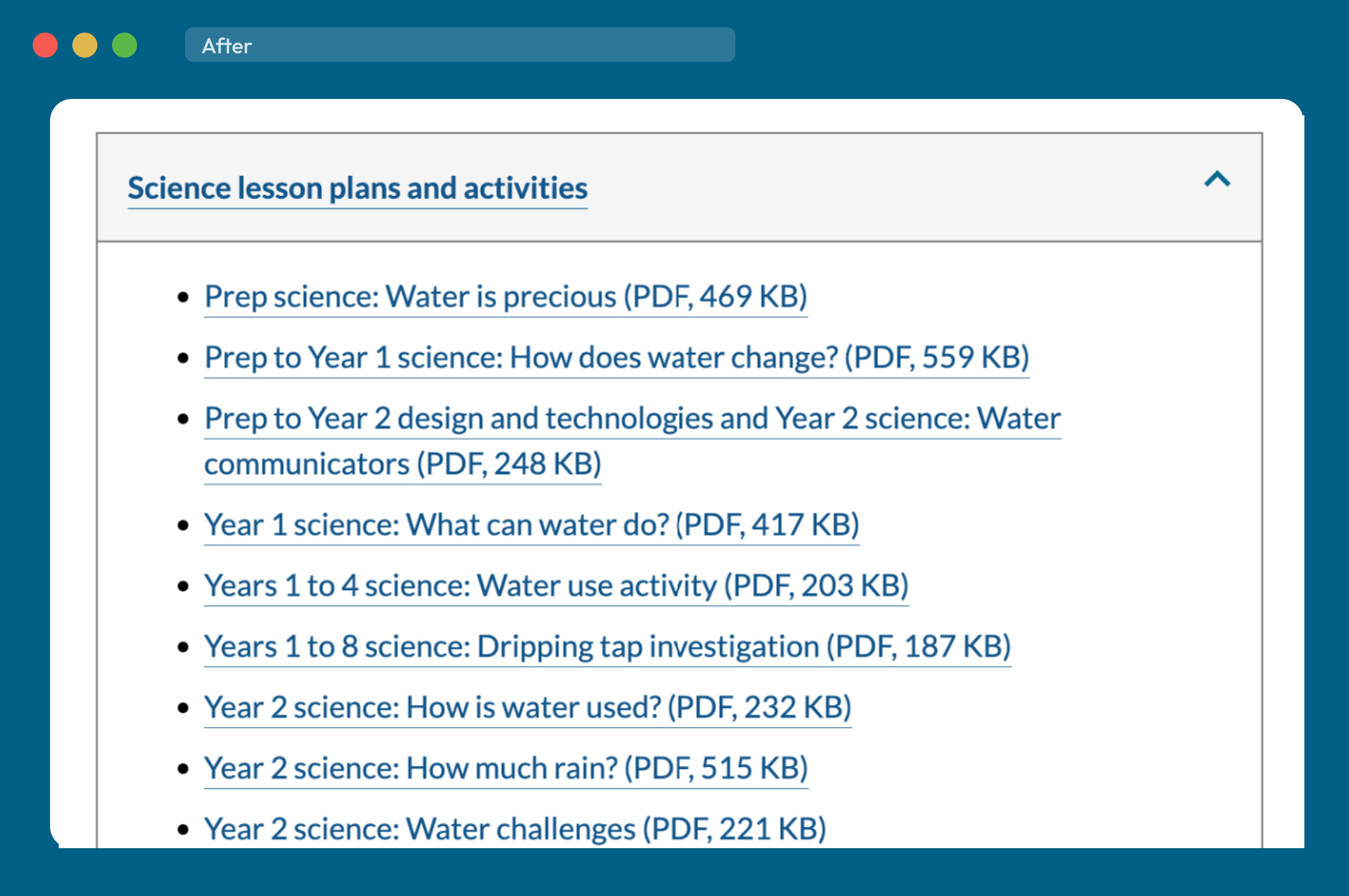 Screenshot of a page after update